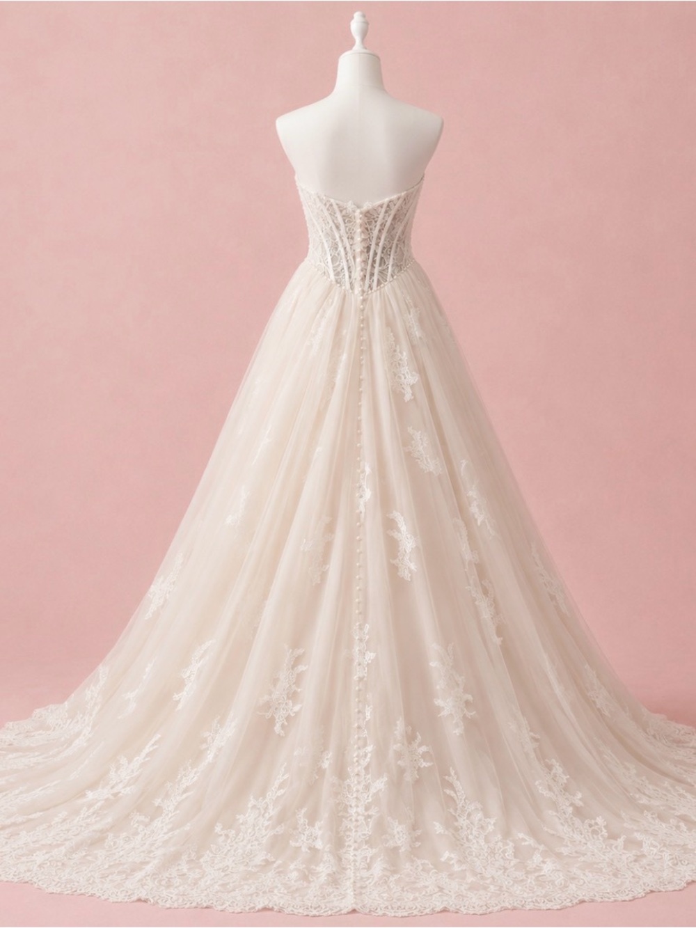 Allure Couture Strapless Lace Ball Gown Wedding Dress in Ivory - Picture 3 of 12